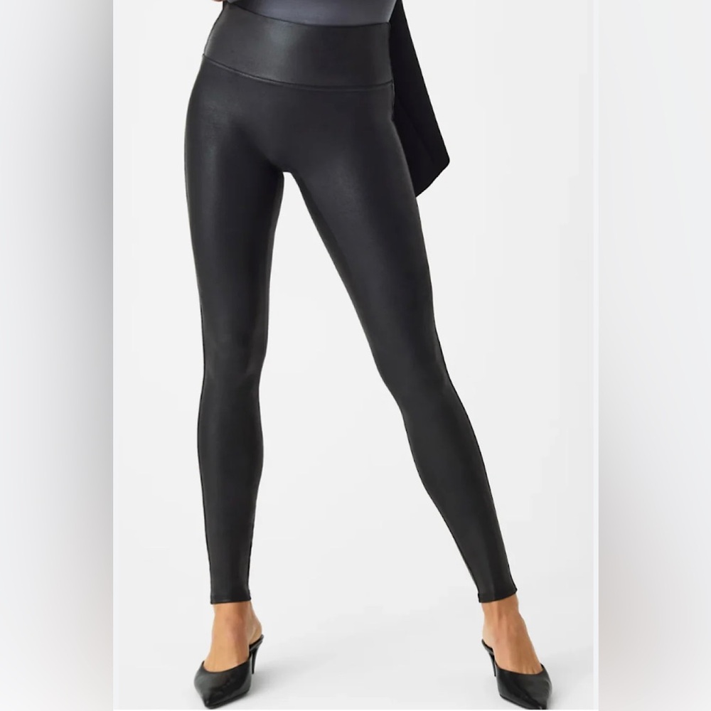 Spanx Black Faux Leather Leggings - Size Medium